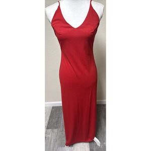 Vtg Y2K Maxi Dress Rampage Red 90s Strappy Formal Gown Rhinestones Fairy  Vamp